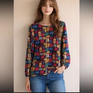 80s Florella Rubino Silk Blouse Medium Colourful Dopamine Quirky Retro Purses